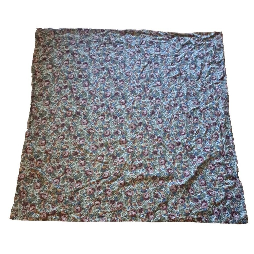 Cabbage Rose Square Tablecloth Berries Pink Beige Handmade Cottage Country 40"